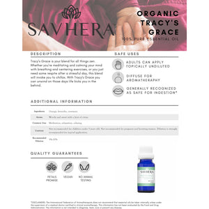 Organic Calming Essential Oil Blend Fact Sheet - Savhera