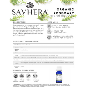 Organic Rosemary Essential Oil - Savhera