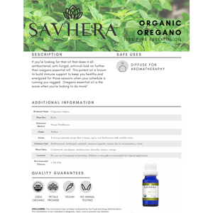 Organic Oregano Essential Oil - Savhera