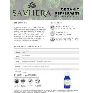 Organic Peppermint Essential Oil - Savhera