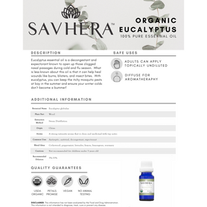Organic Eucalyptus Essential Oil - Savhera